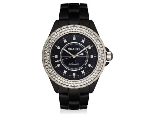 black chanel j12 diamonds|Chanel j12 black with diamonds.